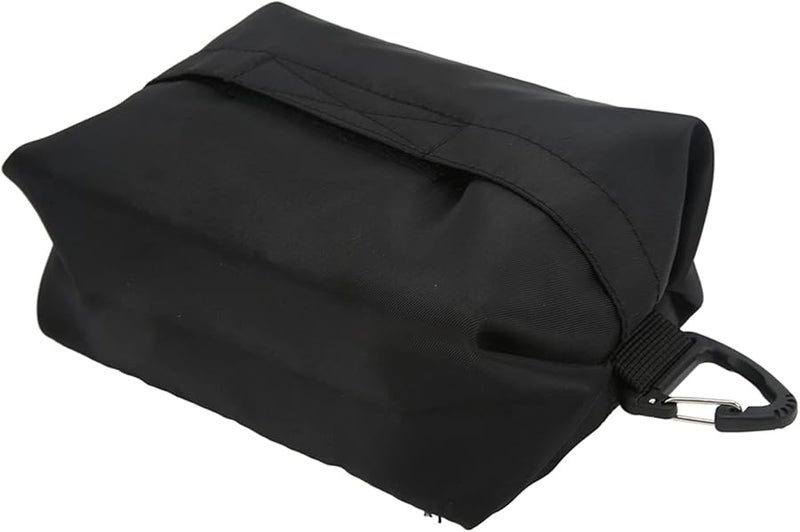 حقيبة تخزين مناديل سوداء كلاسيكية، حامل مناديل محمول للسيارة، قابل للطي للتخييم والسفر والنزهات - Image 5